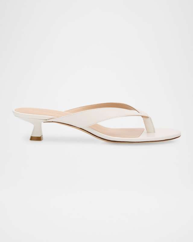 Rio Leather Kitten-Heel Thong Sandals
